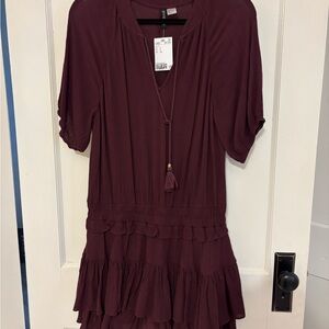 H&M new with tags burgundy boho dress